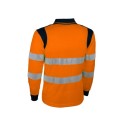 Polo de travail orange haute visibilité manches longues 100 % polyester léger