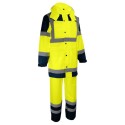 Ensemble Manteau veste et pantalon EPI haute visibilité protection pluie jaune fluo