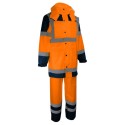 Ensemble Manteau veste et pantalon EPI haute visibilité protection pluie orange fluo