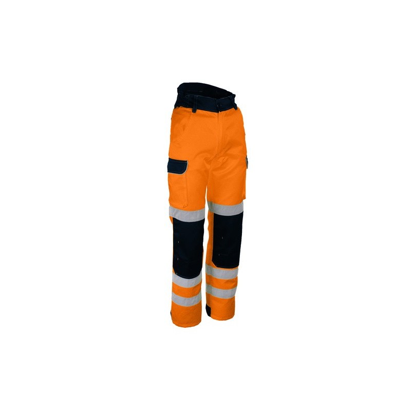 Pantalon de travail haute visibilité Orange fluo avec emplacement genouillere