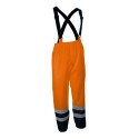 Pantalon de travail orange haute visibilité avec bretelles et bandes grises