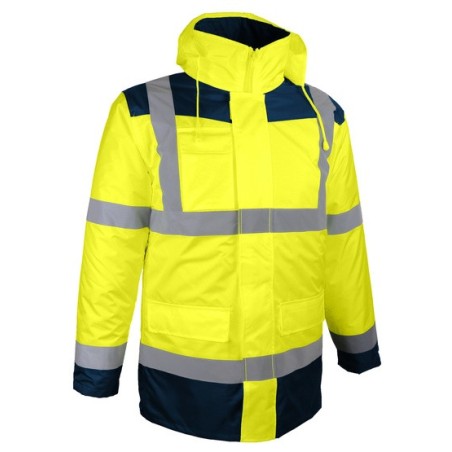 parka haute visibilite jaune veste et manche amovibles protection 4x1