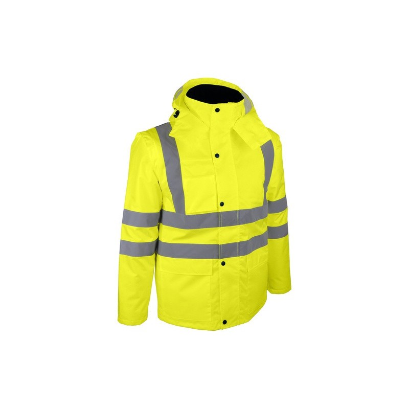 Gilet haute visibilité jaune Singer GANA doublé polaire avec manches vue face