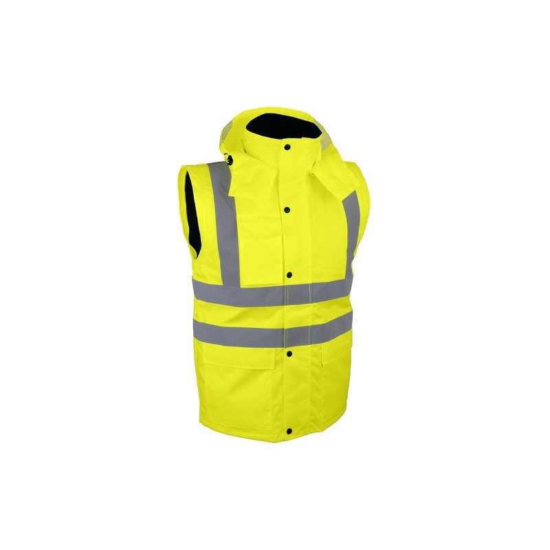 Parka jaune haute visibilite 2 en 1 gilet plus blouson amovible VIENA