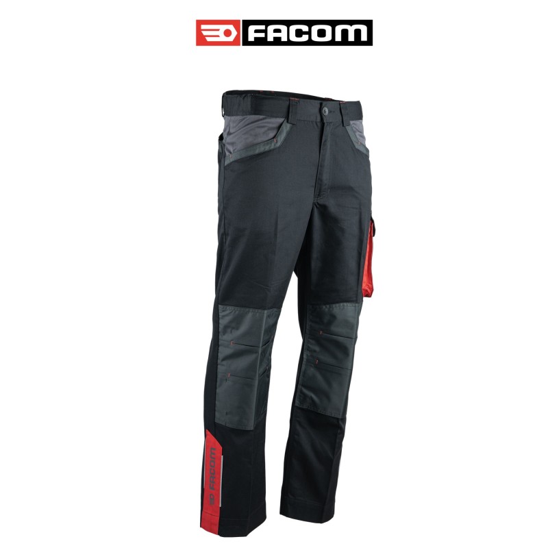 Pantalon avec poches genoux TIMING de FACOM noir et gris 65 % polyester 35 % coton 280 gr