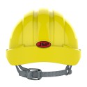 Casque jaune JSP pour protection sur chantier vue arriere