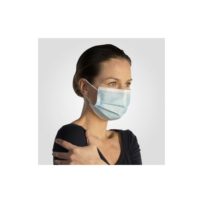 masque filtrant non tisse 3 plis à élastique type 2 norme EN 14683