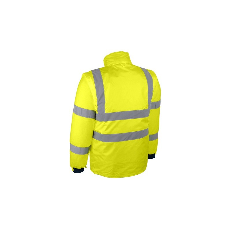 Blouson parka haute visibilité 4 en 1 manche amovible Jaune ou Orange