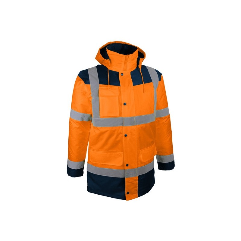 Blouson parka haute visibilité 4 en 1 manche amovible Jaune ou Orange