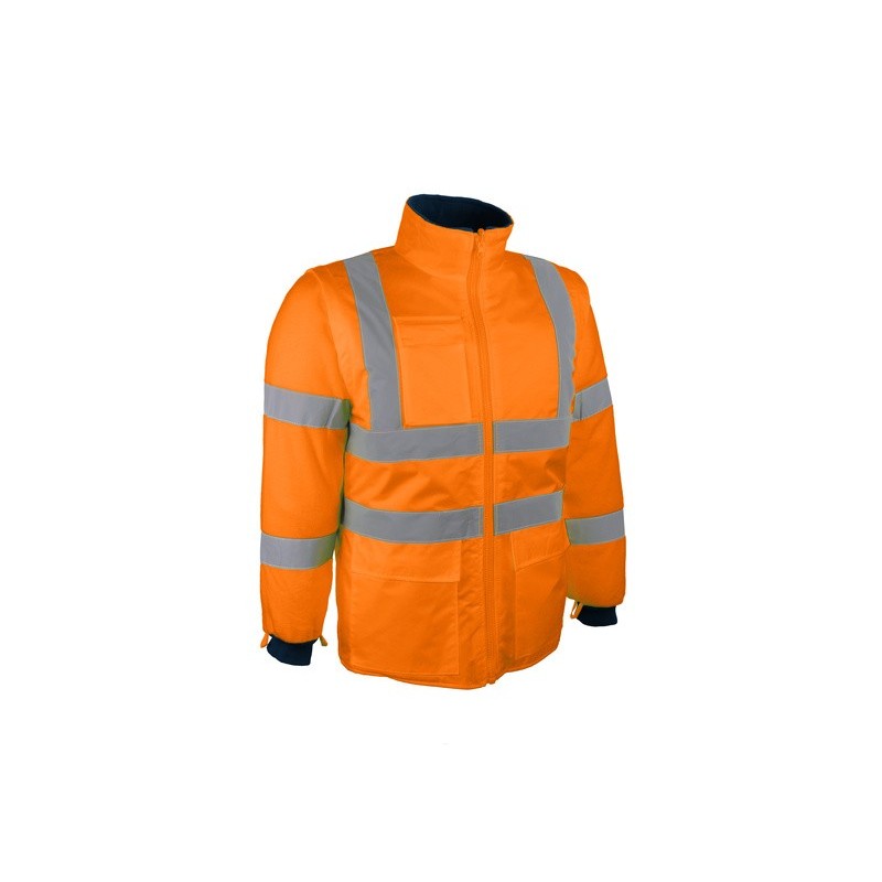 Blouson parka haute visibilité 4 en 1 manche amovible Jaune ou Orange