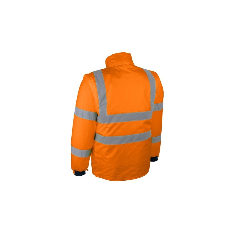 Blouson parka haute visibilité 4 en 1 manche amovible Jaune ou Orange