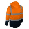 Manteau de travail orange haute visibilité chaud et rembourré pour extérieur