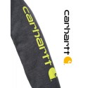 Logo sur manche sweat carhartt Sleeve Hooded couleur gris et jaune