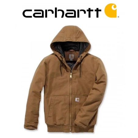 Blouson court Carhartt Washed Duck Active Jacket à capuche noir ou marron