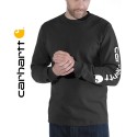 T-shirt noir black Carhartt manches longues Sleve Logo imprimé manche gauche
