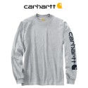 T-shirt gris heather grey Carhartt manches longues Sleve Logo imprimé manche gauche