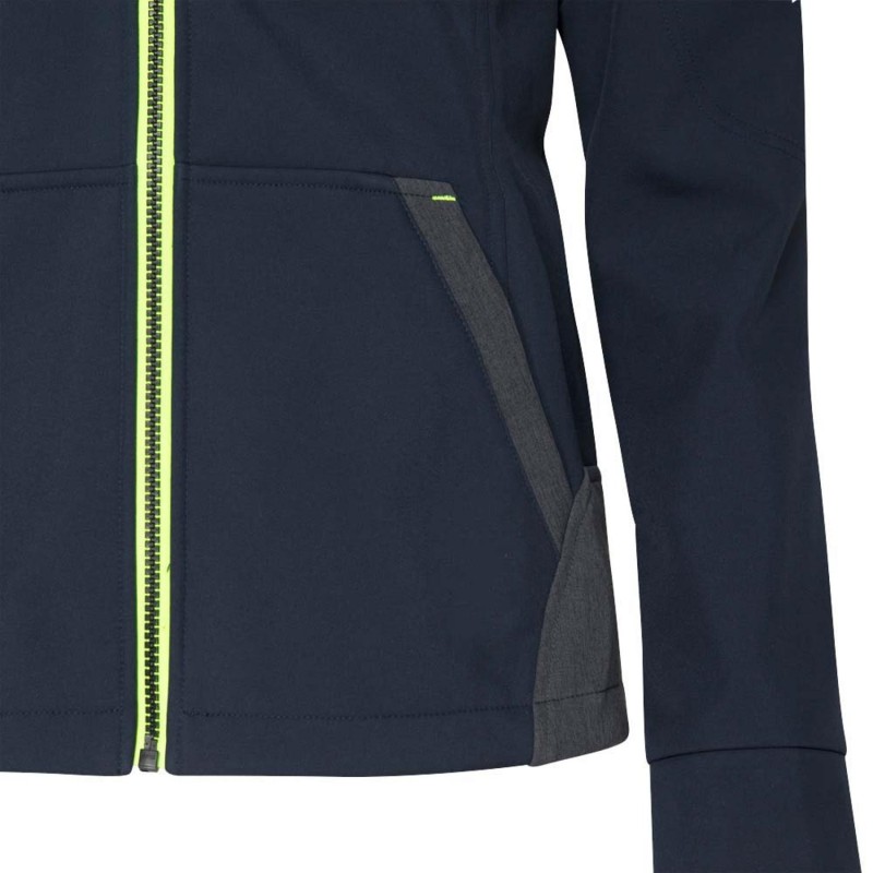 Blouson de travail femme softshell noir ou bleu marine avec capuche