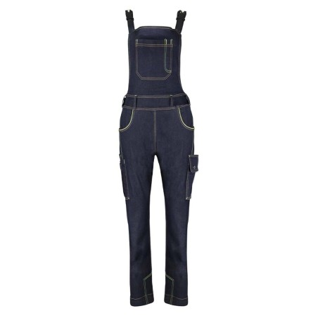 Salopette de travail femme bleu jean multipoches ceinture ajustable