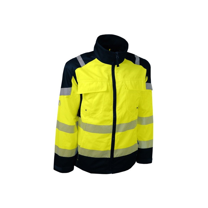 Veste haute visibilie avec bande retro-reflechissante coton polyester