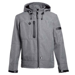 Veste de travail softshell gris ou noir FLORES avec capuche