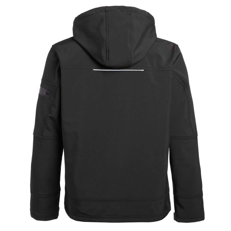 Veste de travail softshell gris ou noir FLORES avec capuche