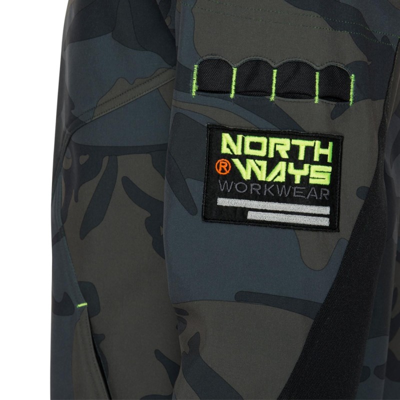 Blouson léger de travail softshell BOREL avec capuche kaki ou bleu ou gris