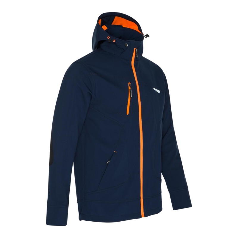 Blouson léger de travail softshell BOREL avec capuche kaki ou bleu ou gris