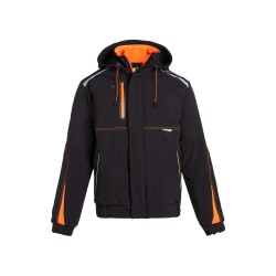 Parka de travail softshell noir Morane doublure matelassée avec capuche