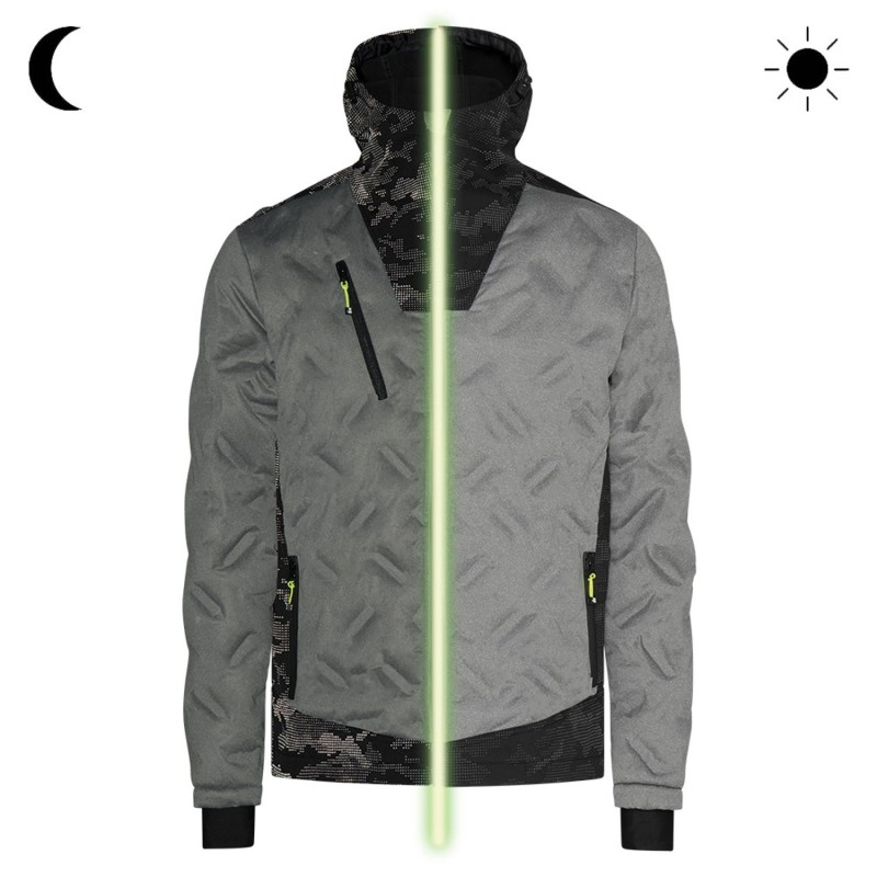 Doudoune de travail softshell gris ou noir BERKUS avec capuche