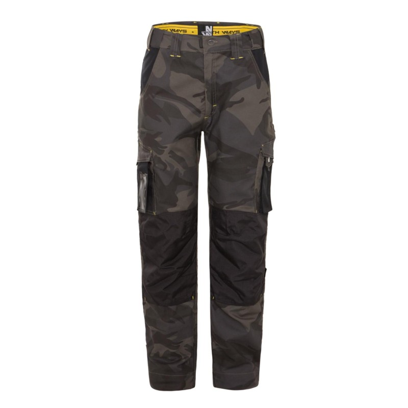 Pantalon de travail gris noir canvas coton homme avec multiples poches