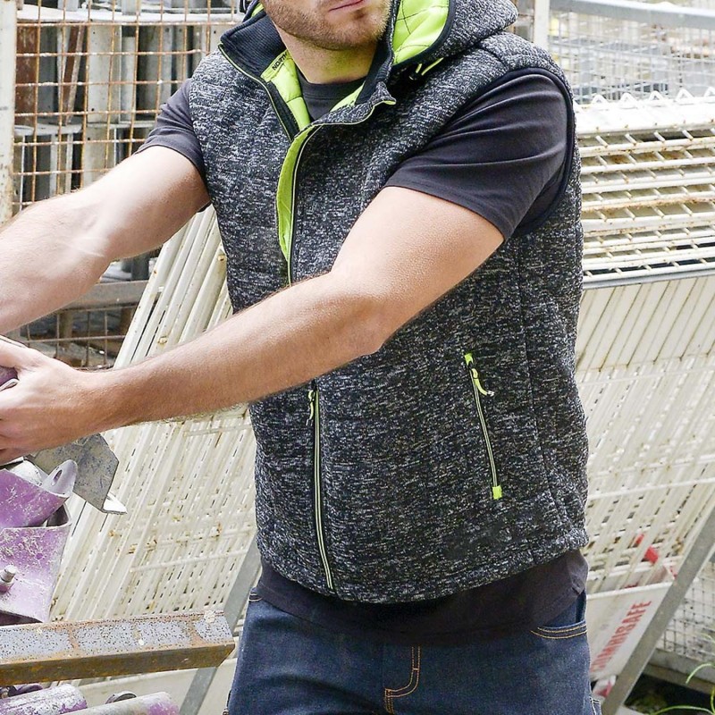 Gilet de travail sans manche gris chiné ou noir Teddy de NINE WORTHS