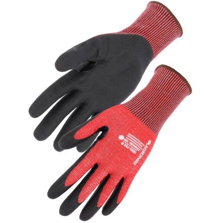 Paire de gants rouge anti coupure niveau D support PEHD dos non enduit