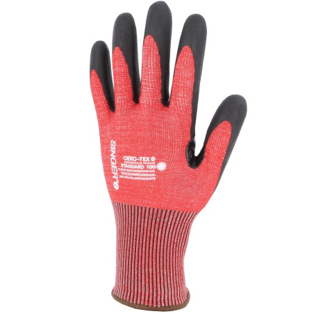 Paire de gants rouge anti coupure niveau D support PEHD dos non enduit