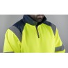 Sweat haute visibilité jaune col montant zippé et poche kangourou