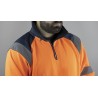 Sweat haute visibilité orange col montant zippé et poche kangourou