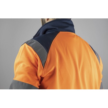 Sweat haute visibilité orange col montant zippé et poche kangourou