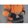 Sweat haute visibilité orange col montant zippé et poche kangourou