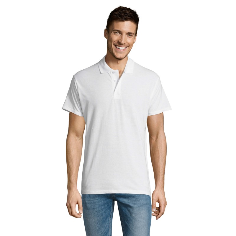 Polo de travail blanc summer 2 sols 100 coton peigne ringspun