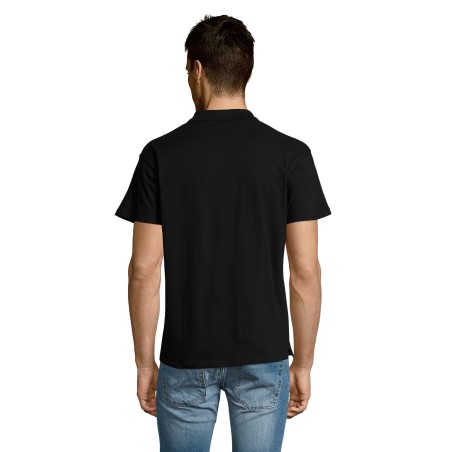 Dos polo noir pour homme cent pourcent coton peigne ringspun