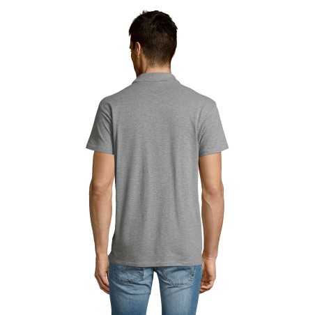 Dos polo gris chiné pour homme cent pourcent coton peigne ringspun