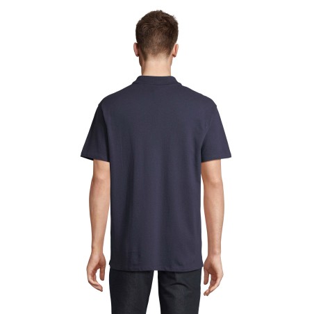 Dos polo french marine pour homme cent pourcent coton peigne ringspun