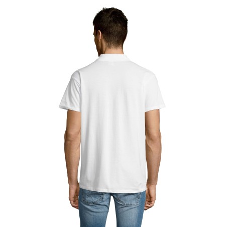 Dos polo blanc pour homme cent pourcent coton peigne ringspun
