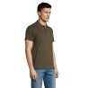 Polo manches courtes vert army col en cote patte trois boutons ton sur ton