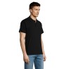 Polo manches courtes noir col en cote patte trois boutons ton sur ton