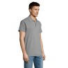 Polo manches courtes gris chiné col en cote patte trois boutons ton sur ton