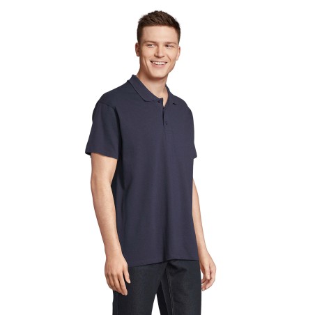 Polo manches courtes french marine col en cote patte trois boutons ton sur ton