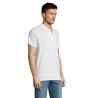 Polo manches courtes blanc col en cote patte trois boutons ton sur ton