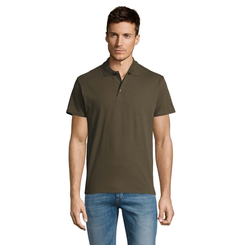 Polo de travail vert army summer 2 sols 100 coton peigne ringspun
