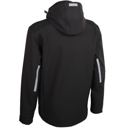 Veste softshell noire avec capuche, déperlante résistante et chaude