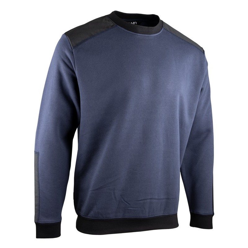 Sweat de travail bleu col rond bicolore Lima de LMA